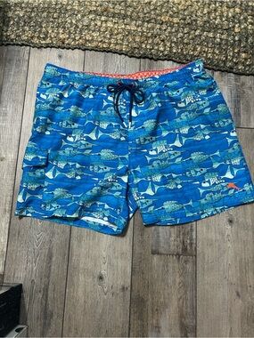 Tommy Bahama Naples Blue Fish Bay Swim Trunks Limited Artist Series